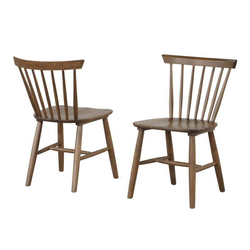 Ensemble de 2 chaises de salle à manger en bois avec dossier à broches, Noyer