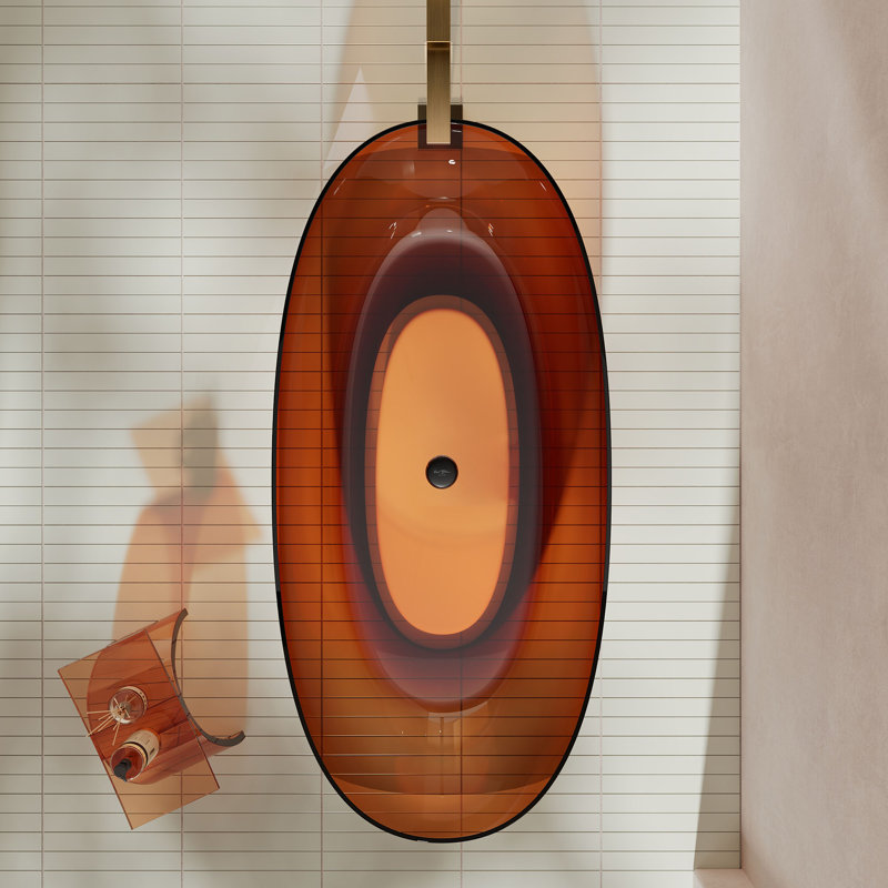 Baignoire de trempage autoportante en résine avec drain escamotable 59 po. X 28 po. MonBlari, 59.06" L x 28.35" W x 21.65" H