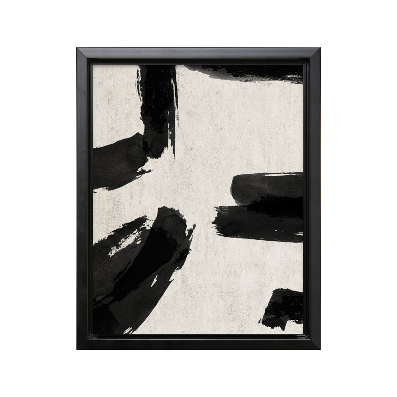 Coups de pinceau noirs no 1, Black Framed, Canvas, 12"H x 16"W