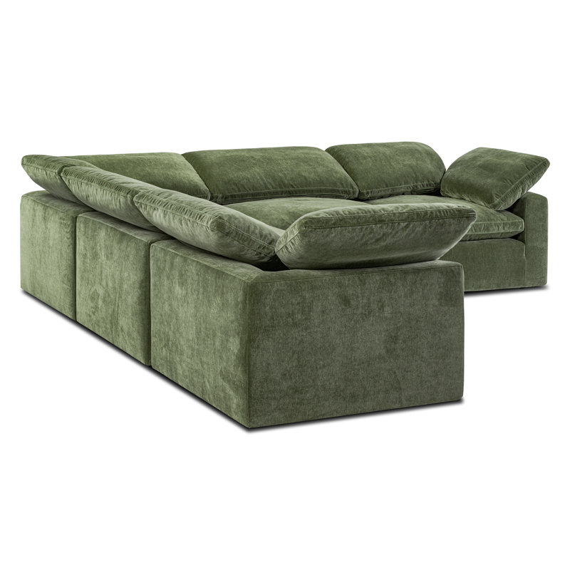 Canapé modulaire rembourré 5 pièces Wonardo, Tissu vert Sagano