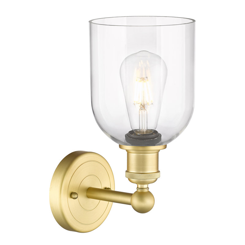 Applique murale 1 lumière 6 "Edison Allysson, Or satiné, Transparent