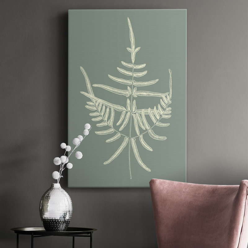 Ferns On Sage I - Toile tendue avec châssis de qualité supérieure, prête à être accrochée, L 12 po x H 18 po