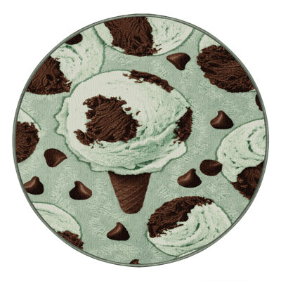Washable Mint chocolate chip ice cream Desserts Area Rug