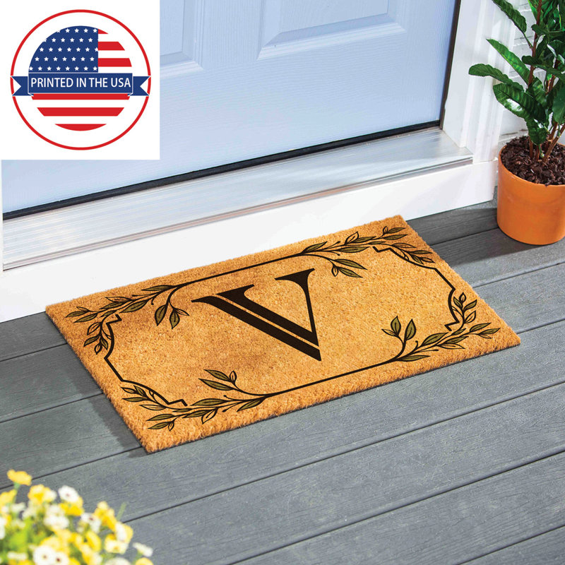 Monogram Coir Mat, Letter "V"