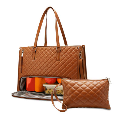 Women's Insulated Laptop Tote, PU Leather Work Briefcase