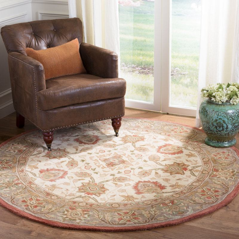 Tapis oriental en laine touffeté à la main Tingley, Rond 4 pi