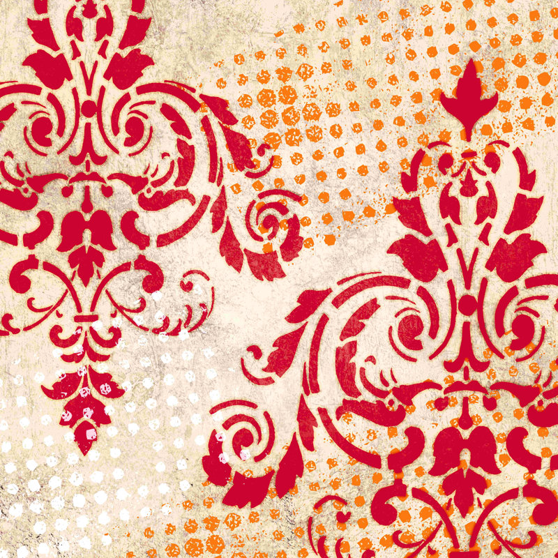 Punch Damask - impression sur toile tendue, H 30 po x l 30 po