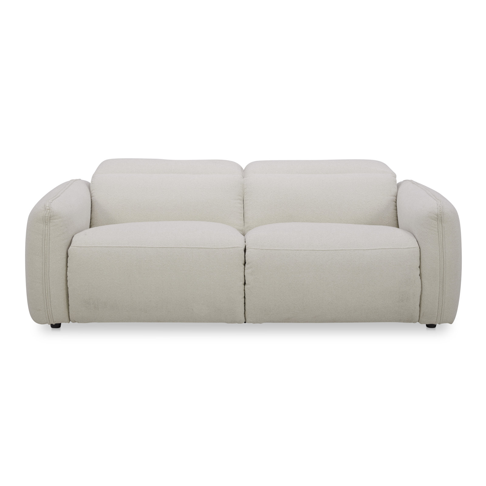 Pompeo 86'' Upholstered Reclining Sofa, Warm White Basketweave