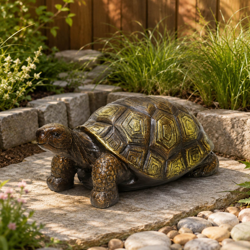 Grande statue de jardin 3D de tortue, design en résine réaliste