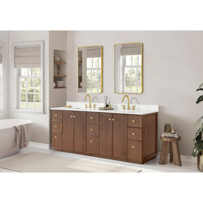 84'' Free Standing Double Bathroom Vanity with Quartz Top