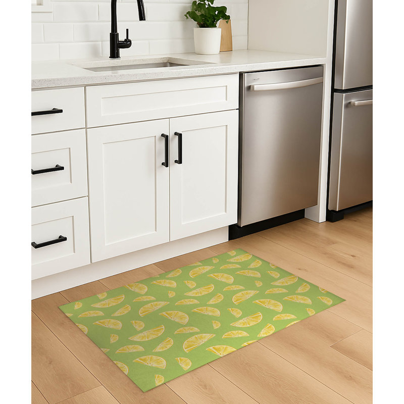 Tapis de cuisine antidérapant Summer Lemon, Lime vif, Rectangle 5 pi x 7 pi