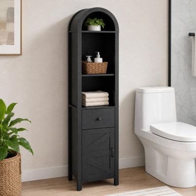 64.2'' Tall Narrow Bathroom Storage Cabinet with Drawer and Door