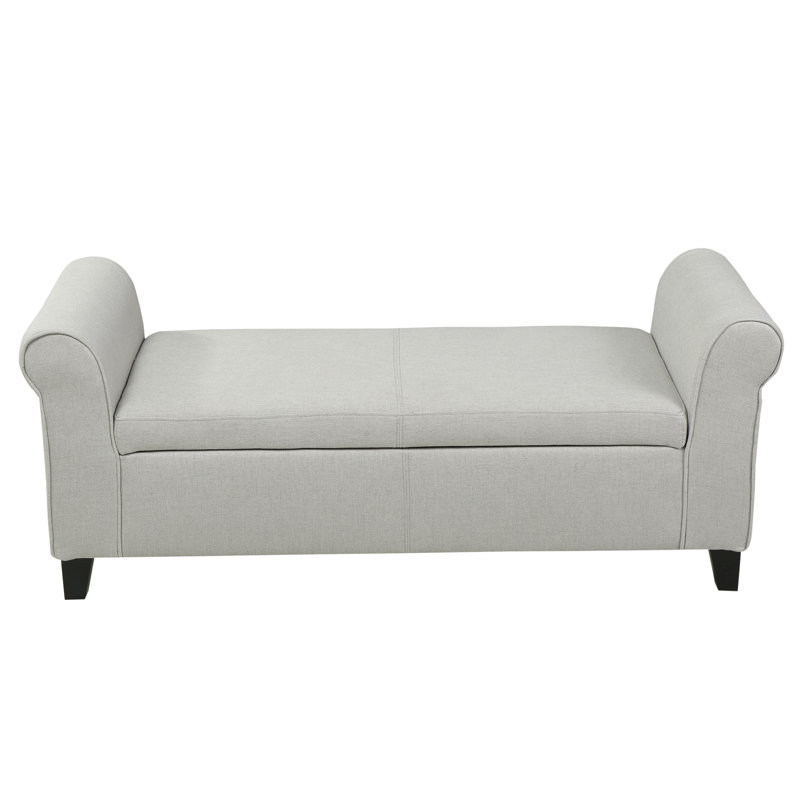 Armed Storage Bench, Light Gray
