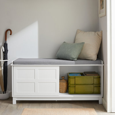 Asheli Polyester Upholstered Storage Bench