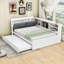Lit plateforme double avec tablettes de rangement, lit gigogne et lattes-1250100329