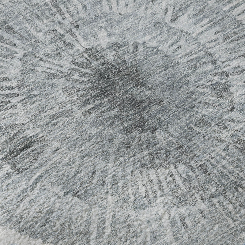 Premium Machine Washable Mayfield AMF2351 Abstract Rug, Denim, 8' Round