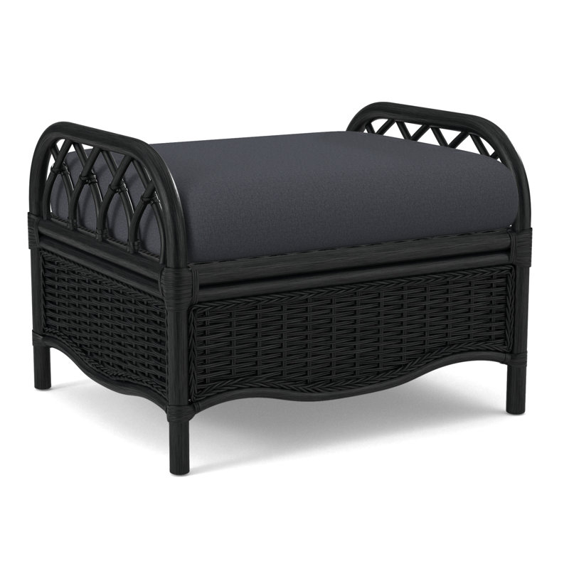 Everglade Ottoman, Black, Green Performance Fabric; 0851-54