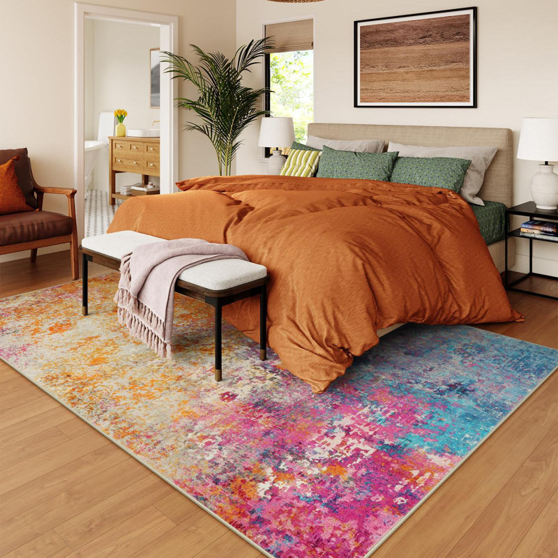 Kayo Modern Abstract Washable Area Rugs for Bedroom Soft Large Accent Carpet for Living Room Home Decor, Rectangle 6' x 9'