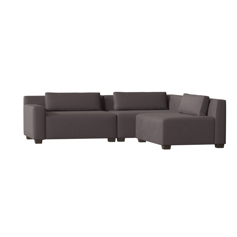 Alisa Upholstered L-Shaped Sectional Right Hand Facing, Encore Moon Dust, Brown Mahogany