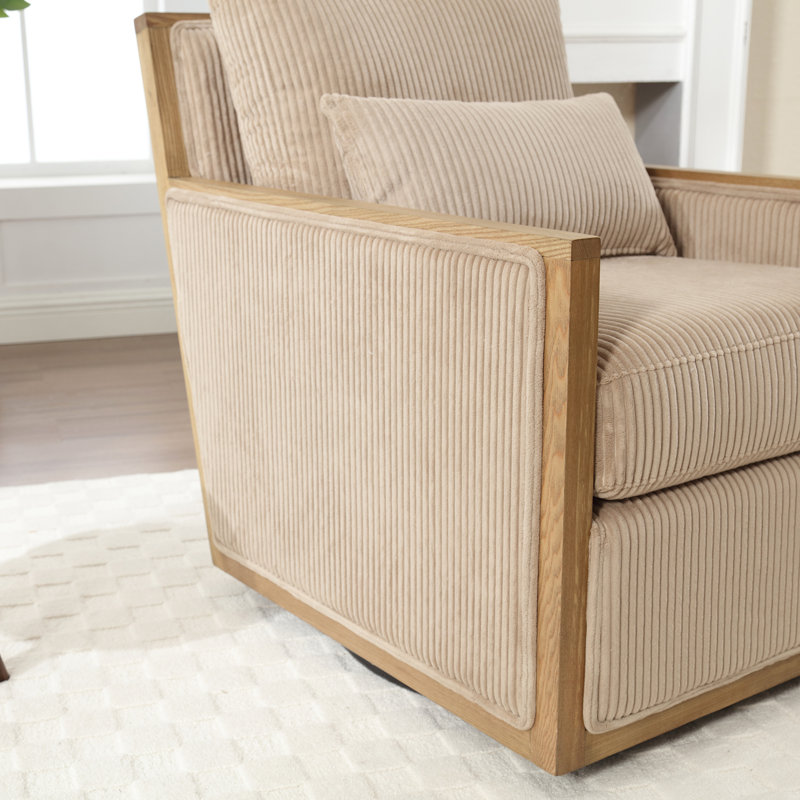 Fauteuil d'appoint pivotant en velours côtelé, Velours côtelé chameau