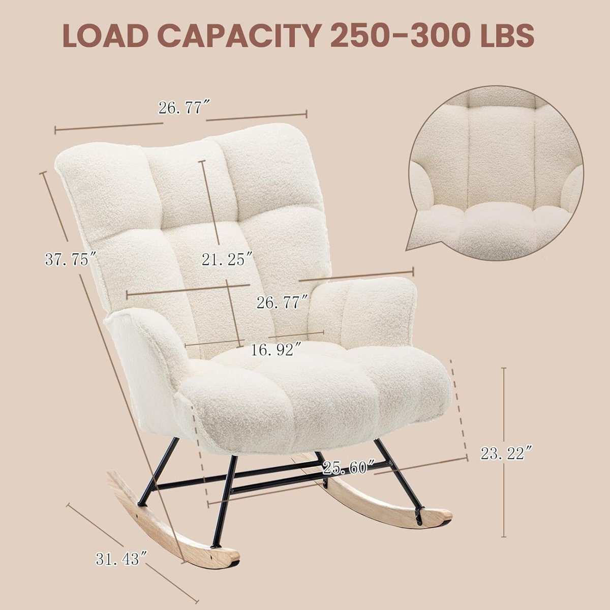 George Oliver Nursery Rocking Chair Teddy, Upholstered Glider Rocker ...