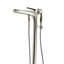 Robinet de baignoire autoportant à fixation au sol avec douche à main Pluto - Nickel brossé-95302652-95426497