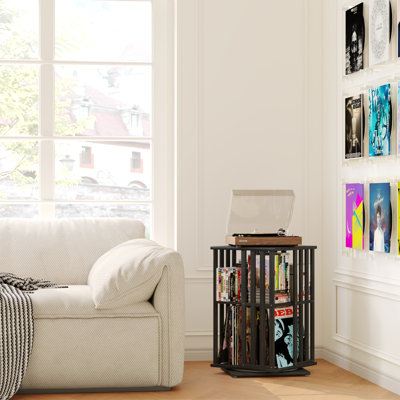 Rotating Bookshelf Tower, 360° Spinning Bookcase Bamboo Floor Standing Storage Rack, Narrow Book Shelf Organizer For Kids & Adults, Small Space Bookshelf (2 Tier)