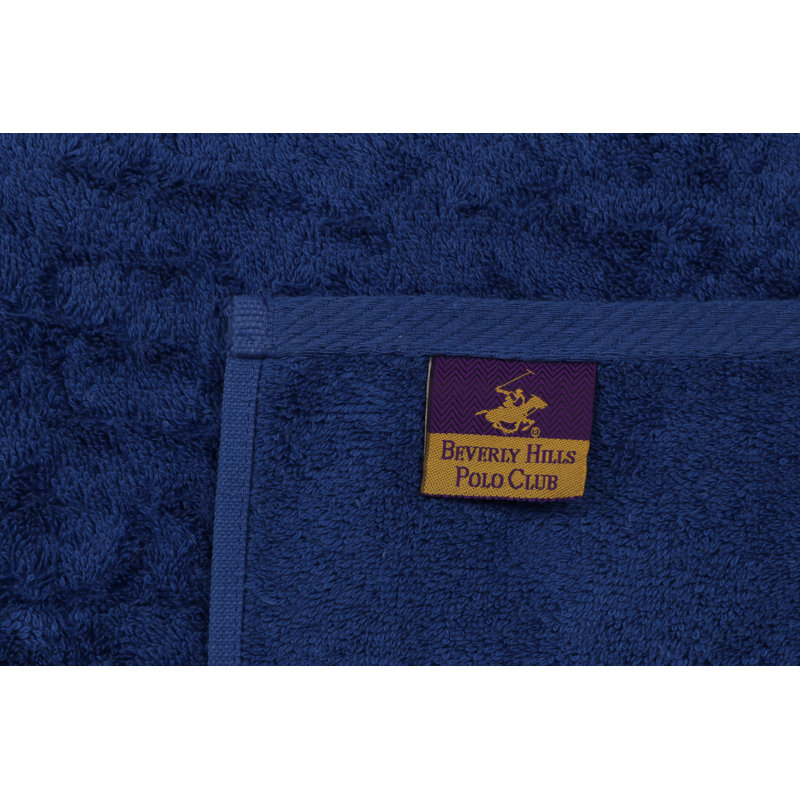 Ensemble de 2 serviettes de bain 100% coton, Bleu foncé / lilas