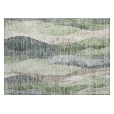 Machine Washable Indoor/Outdoor Xhevrie Fern Rug