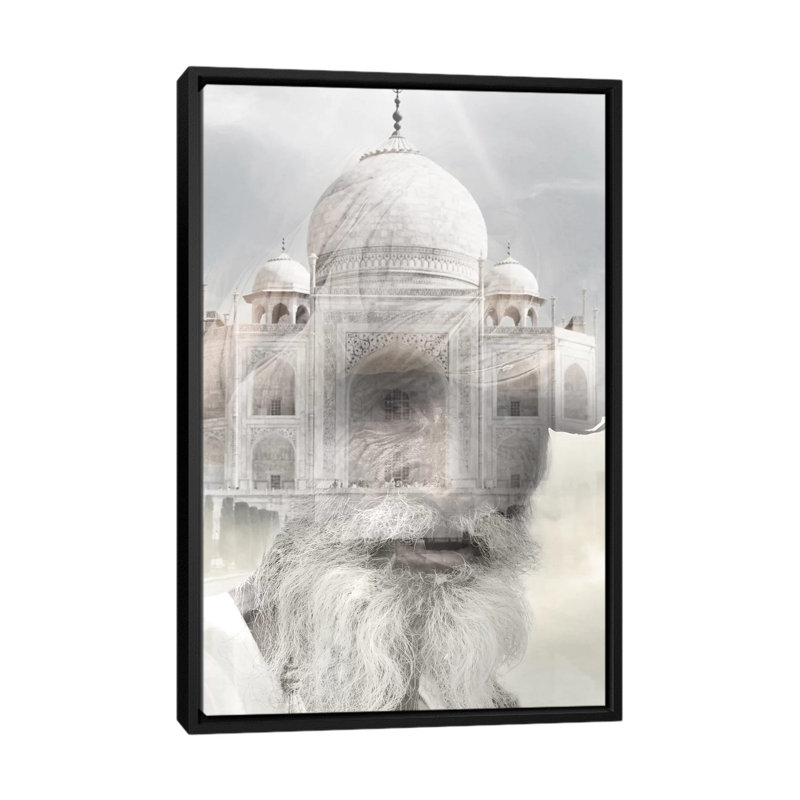 « indien sagesse », impression sur toile, H 26 po x l 18 po x P 1,5 po, Pas de tapis, Toile avec cadre noir