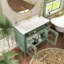 Lavabo de salle de bain 36 po Mid-Century avec verre à motif et bande lumineuse à capteur de mouvement, meuble-lavabo sur pied Farmhouse avec rangement, meuble-lavabo haut de gamme pour salle de bain, vert