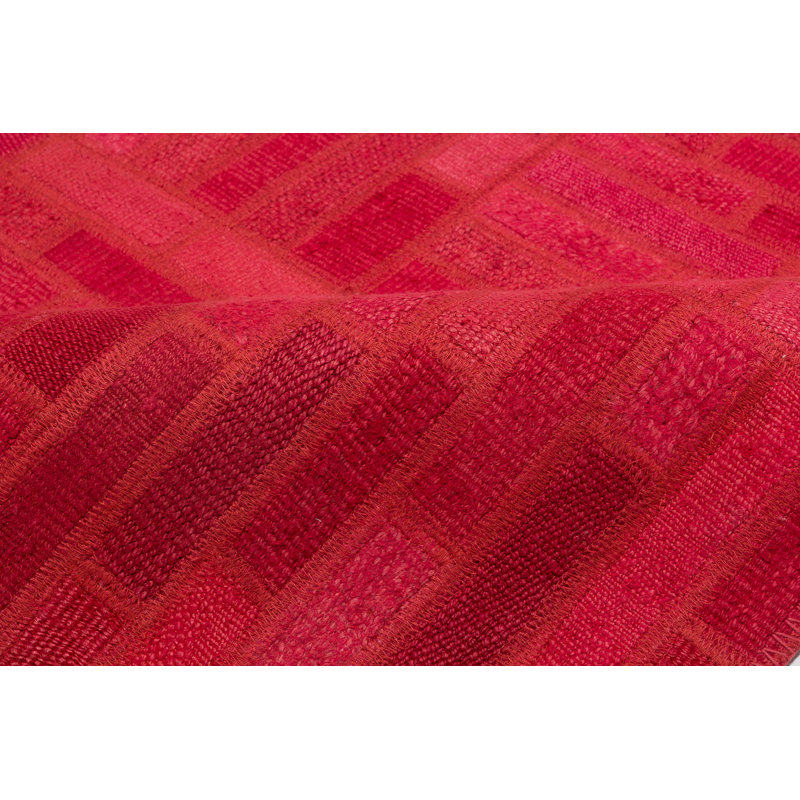 Tapis rouge en coton noué à la main Issai