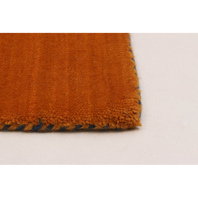 Tapis rectangulaire en laine nouvel âge unique 4 pi 0 po x 5 pi 7 po Orange clair