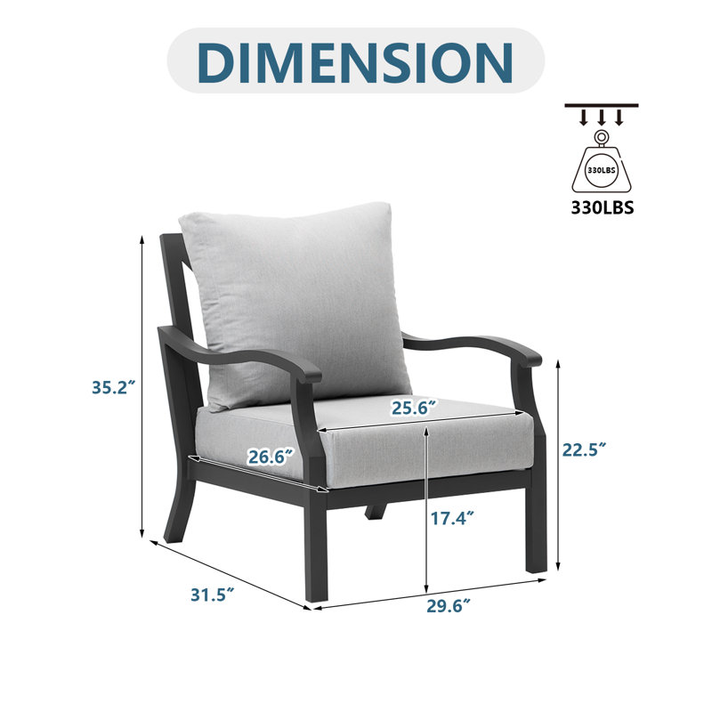 Chaise de patio avec coussins Cainnech
