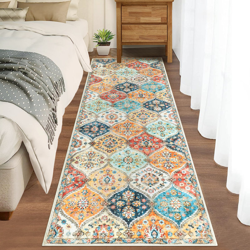 Tapis d'intérieur à motif floral lavable Scotty, Tapis de couloir 2 pi x 6 pi