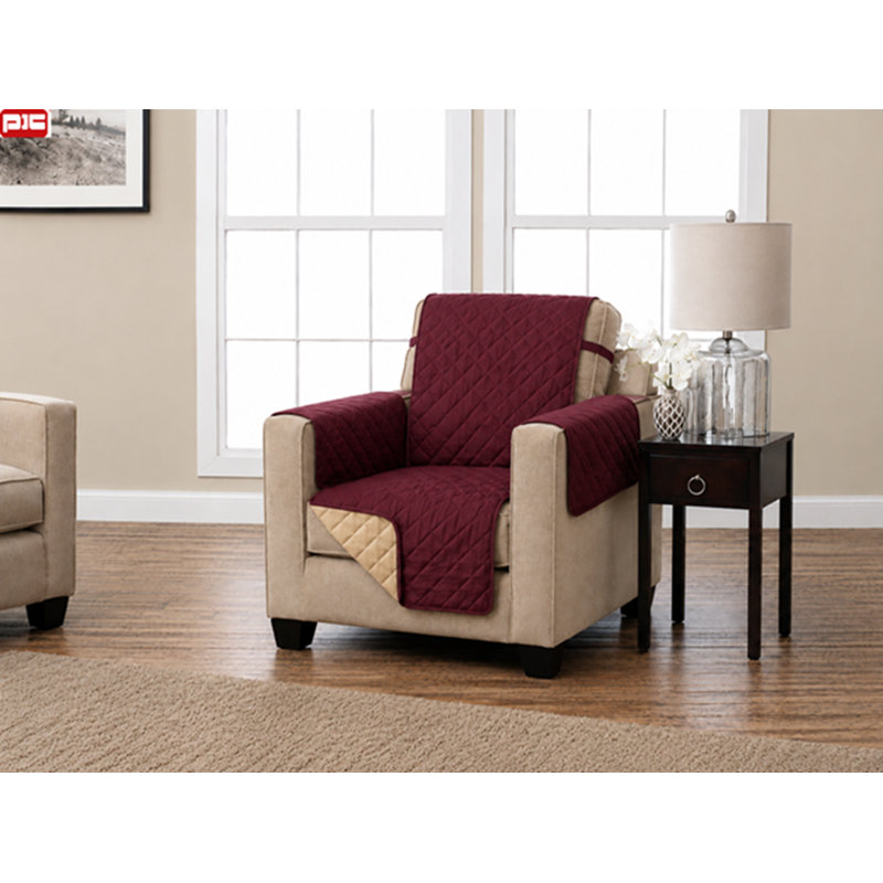 Housse pour fauteuil à coussins carrés réversible, Vin / Moka