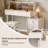 31.50"Modern Minimalist Cream Style Solid Wood Dressing Table with Password Lock Side Cabinet, Mirror and Stool