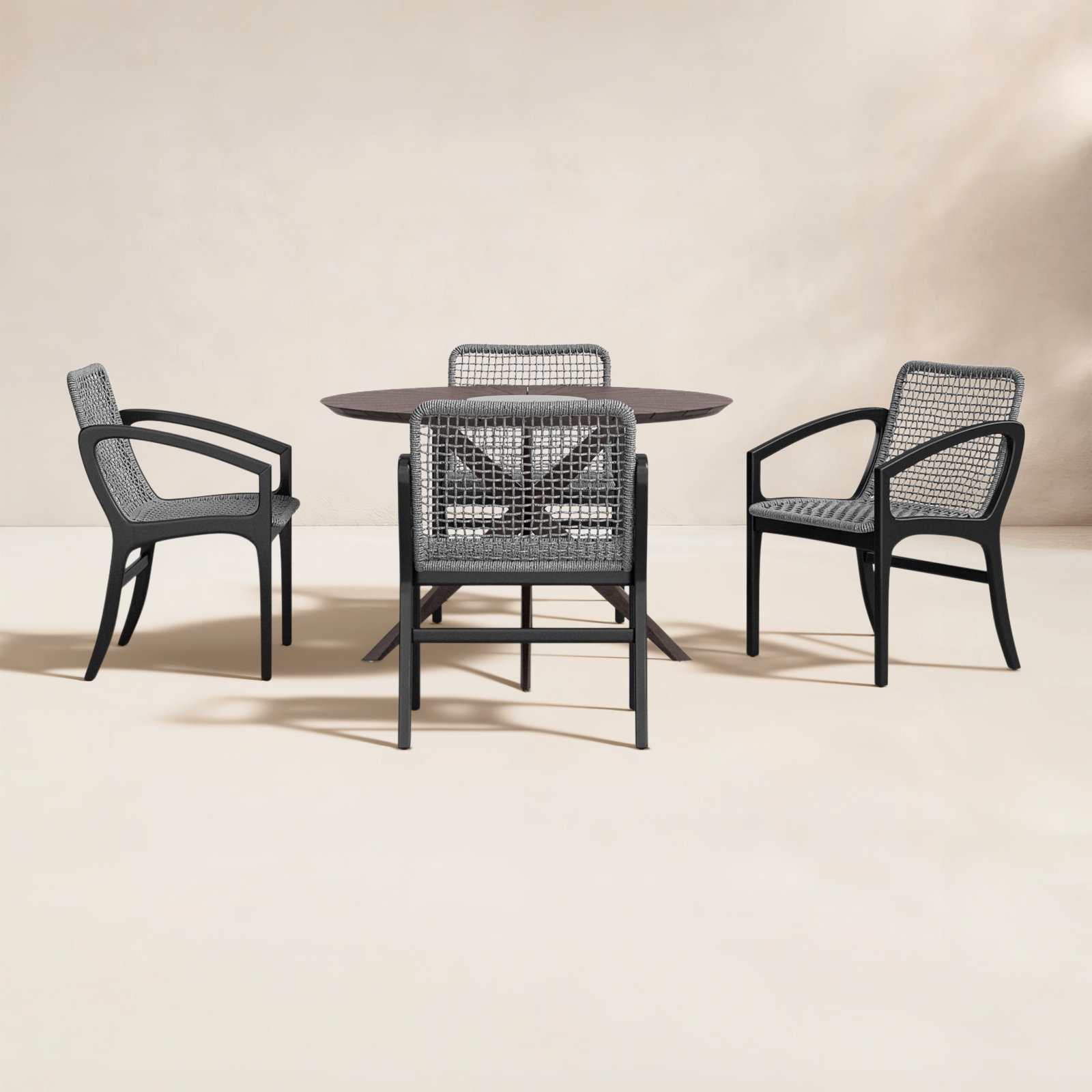 Jaylon 47" Eucalyptus Patio Dining Set, Gray
