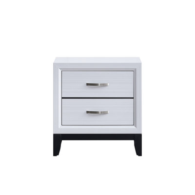Table de chevet 2 tiroirs Glasgow, blanc