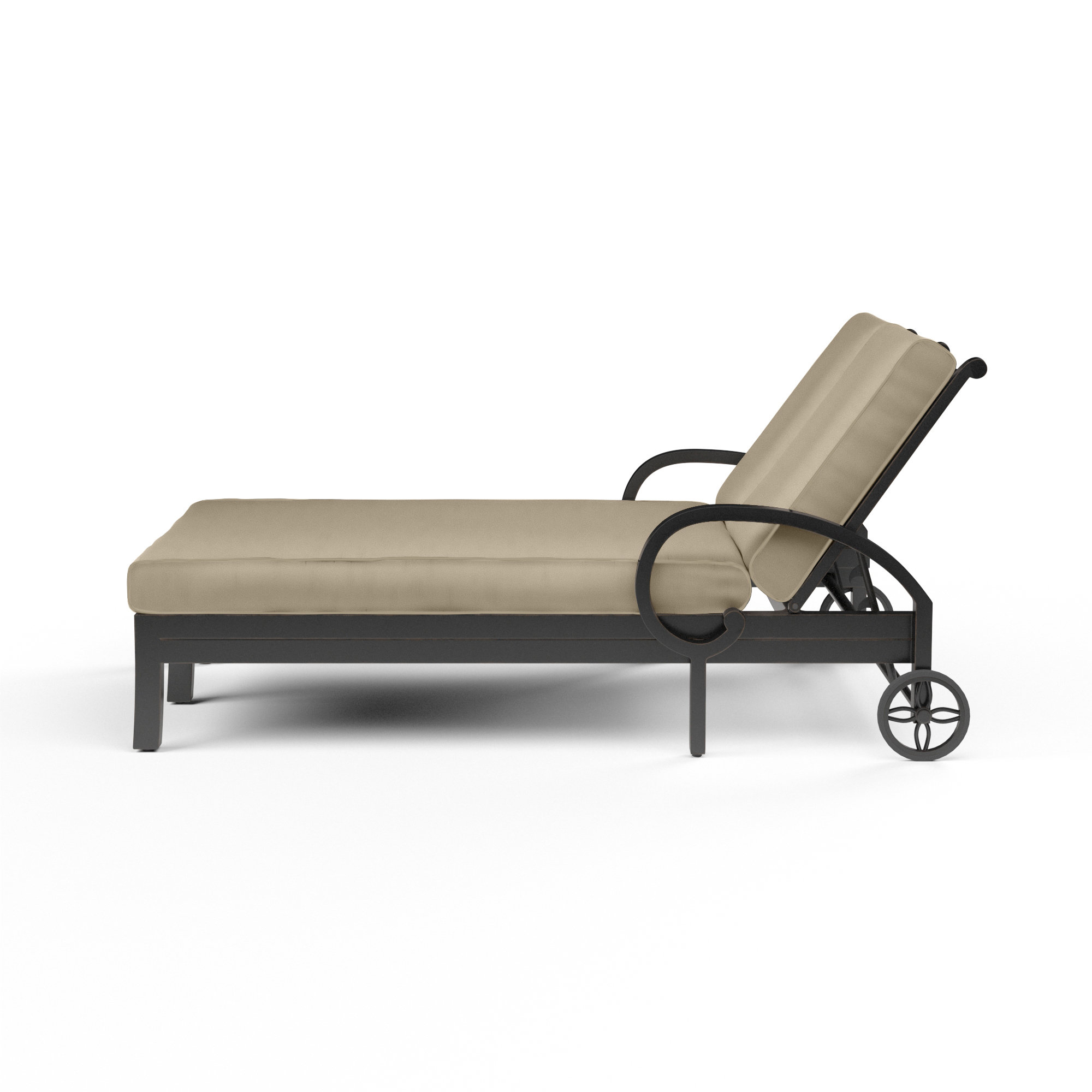Monterey Outdoor Metal Double Chaise Lounge, Linen Stone Sunbrella®