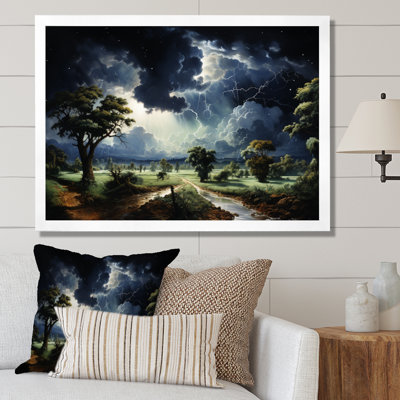Tempête verte chassant la foudre sur toile