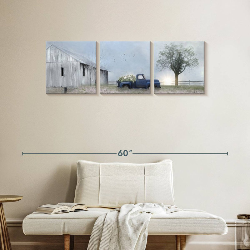 Ensemble 3 pièces grange sur toile Jonestown, H 15 po x l 47 po x P 1,25 po