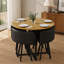 Ensemble de table à manger ronde rustique et 4 chaises en similicuir, ensemble de cuisine 5 pièces pour petits espaces, appartement et coin repas, fini grain de bois, chaises noires