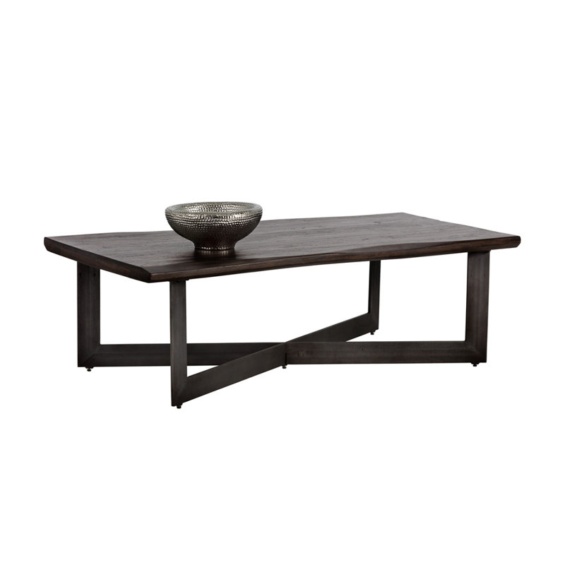 Metivier 56'' Brown Walnut & Bronze Steel Outdoor Coffee Table