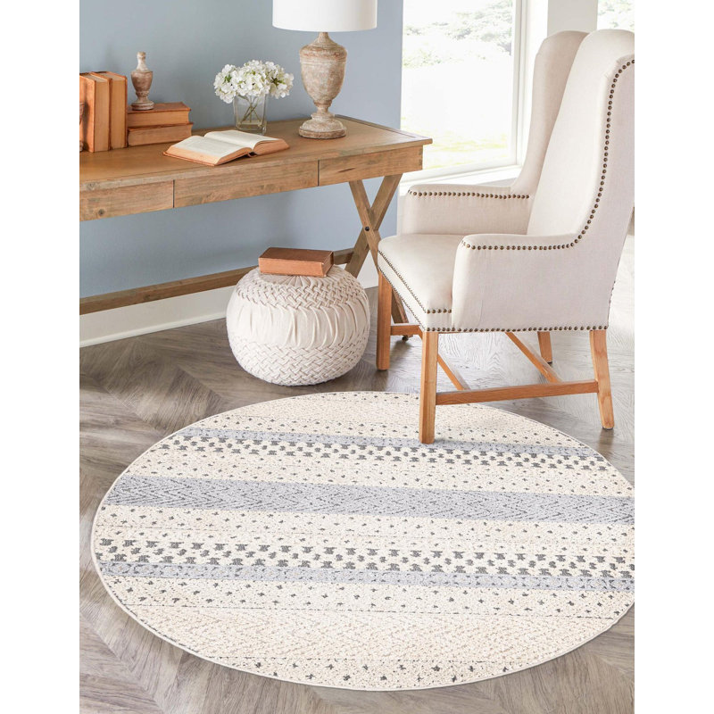 Tapis contemporain beige Britnie, Rond 5 pi 3 po