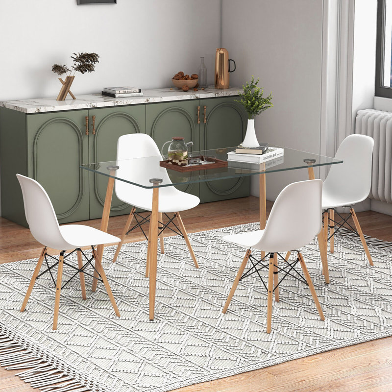 Ensemble de salle à manger rectangulaire de L 27,5 po x l 51 po Kaleece, Blanc