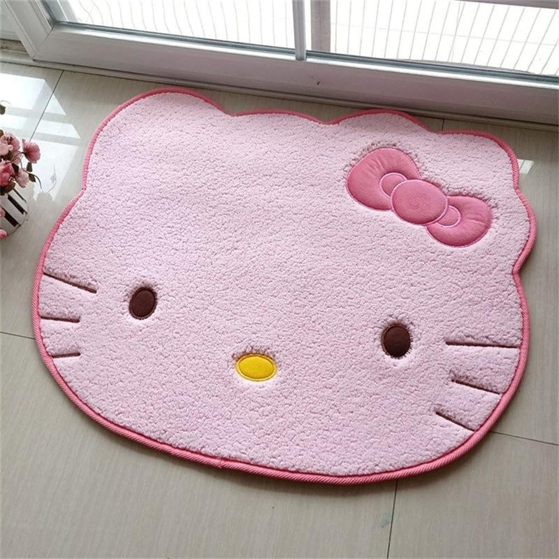Cartoon Cat Face Pattern Bedroom Mat
