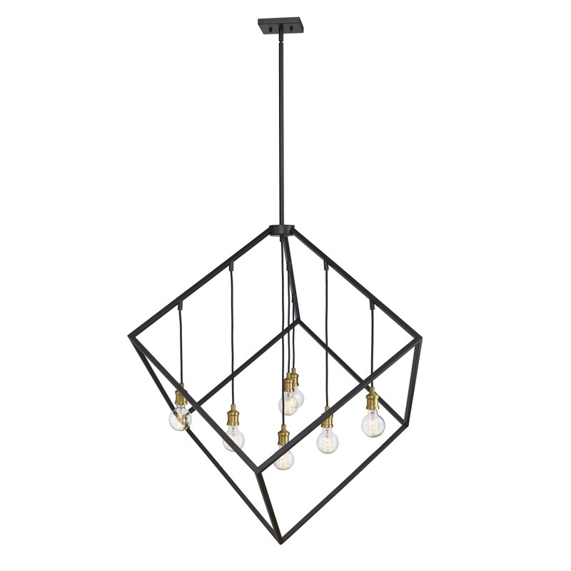 Luminaire suspendu géométrique 7 lumières unique Sivalls, Bronze / laiton vieilli