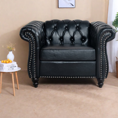 Compact Modern Black Pu Sofas For Living Room