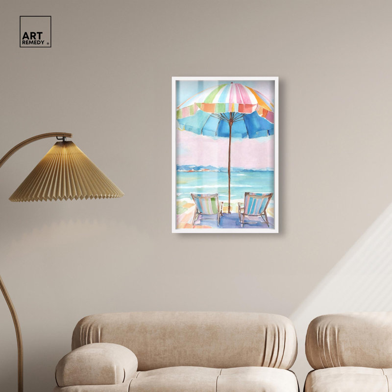 «Under the Summer Sky Shadowbox» par Coastal Glam Decor par Art Remedy, cadre blanc, 20 x 30, H 31 po x l 21 po, Cadre blanc